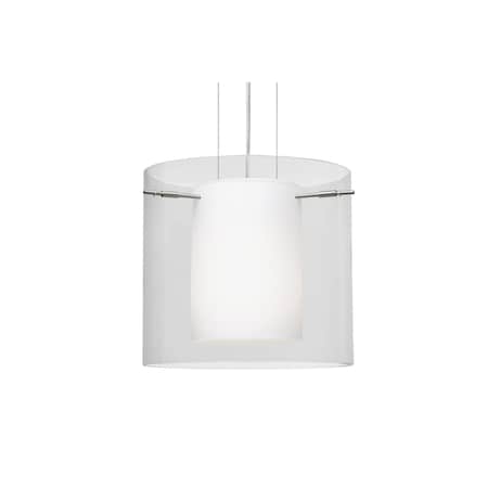 Besa Lighting Pahu 12 Cable Pendant, Clear/Opal, Satin Nickel Finish, 1x11W LED 1KG-C18407-LED-SN